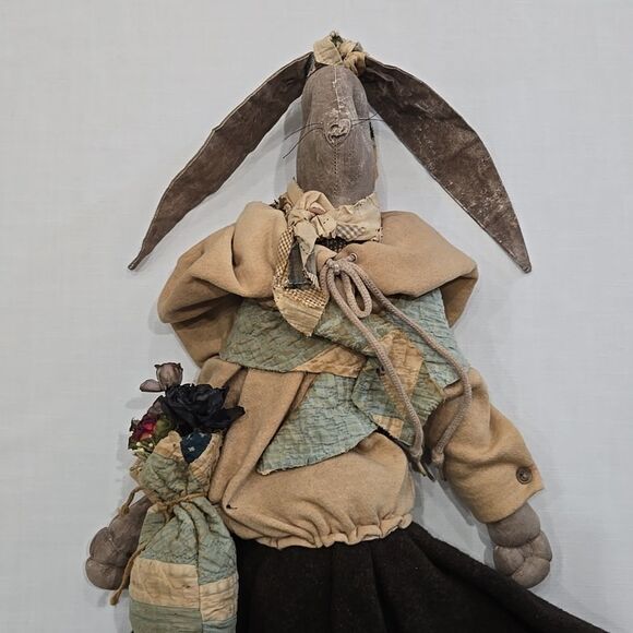 Primitive Rustic Rabbit Bunny Doll Handmade Hand Crafted Handcrafted Easter - Picture 13 of 16